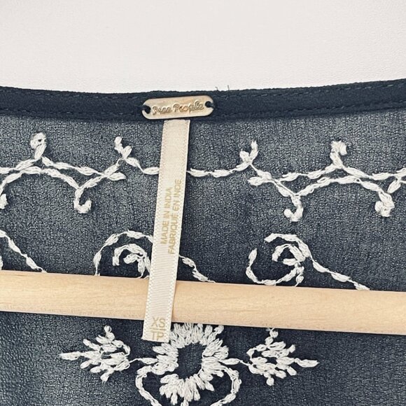 Free People Sheer Fairy Pennies Sequel Top Womens Size XS Blue Embroidered Boho - Picture 5 of 9